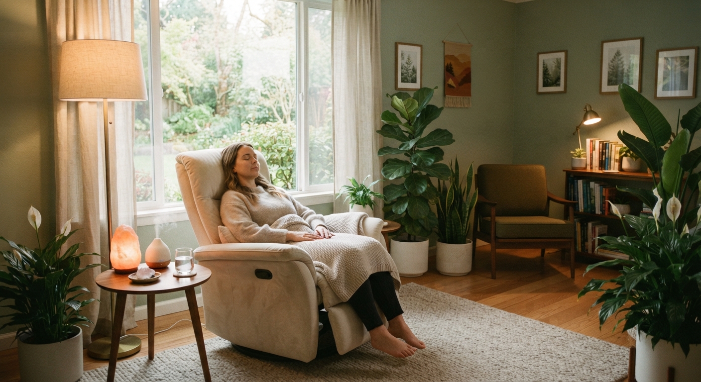 Уютная комната для терапии с мягким светом